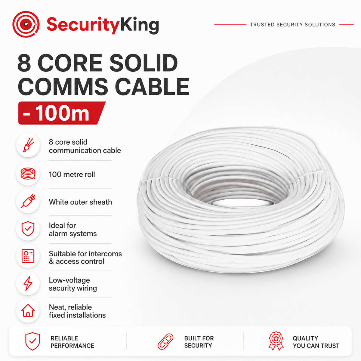 8 Core Solid Comms Cable - 100m