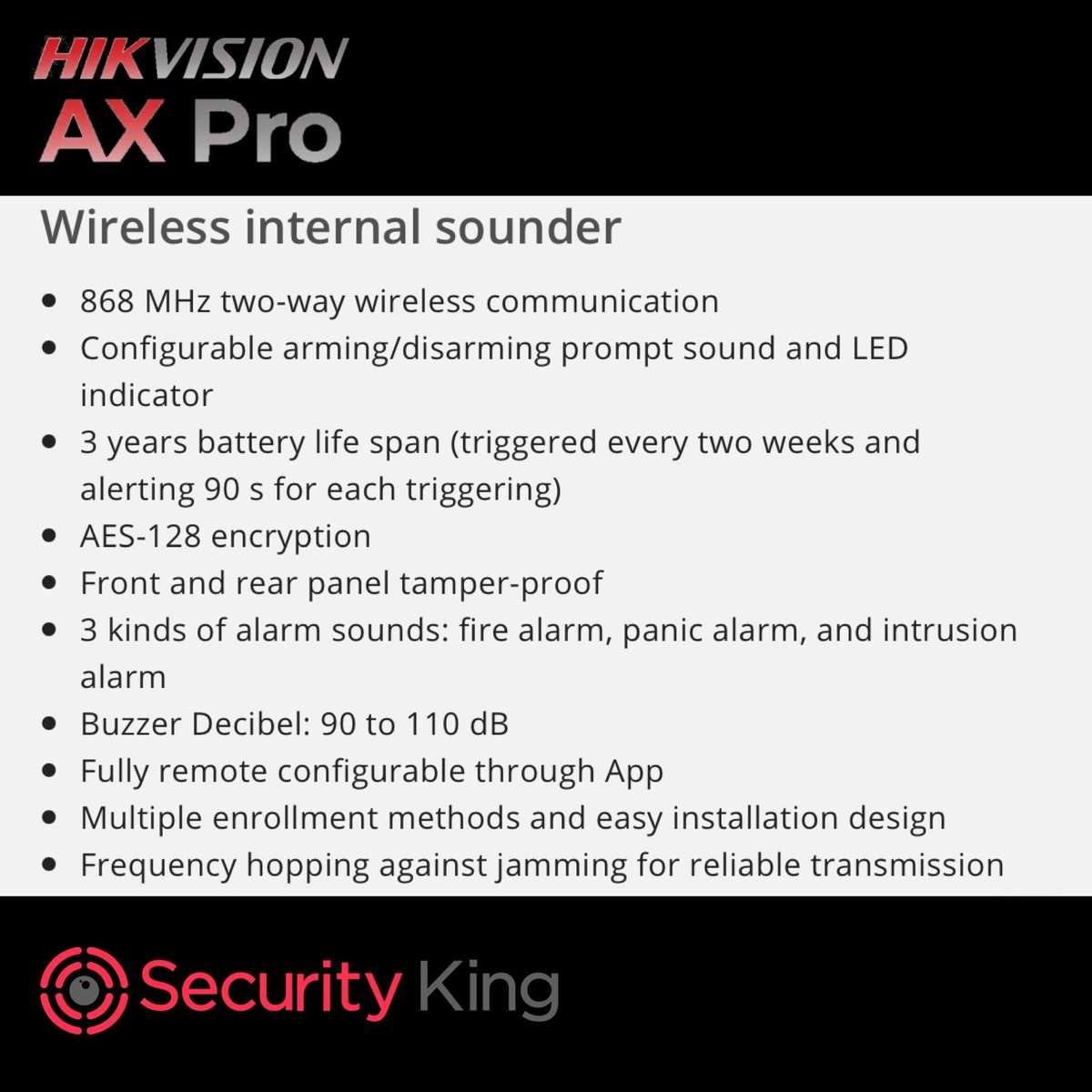 Hikvision AX PRO Wireless Internal Sounder