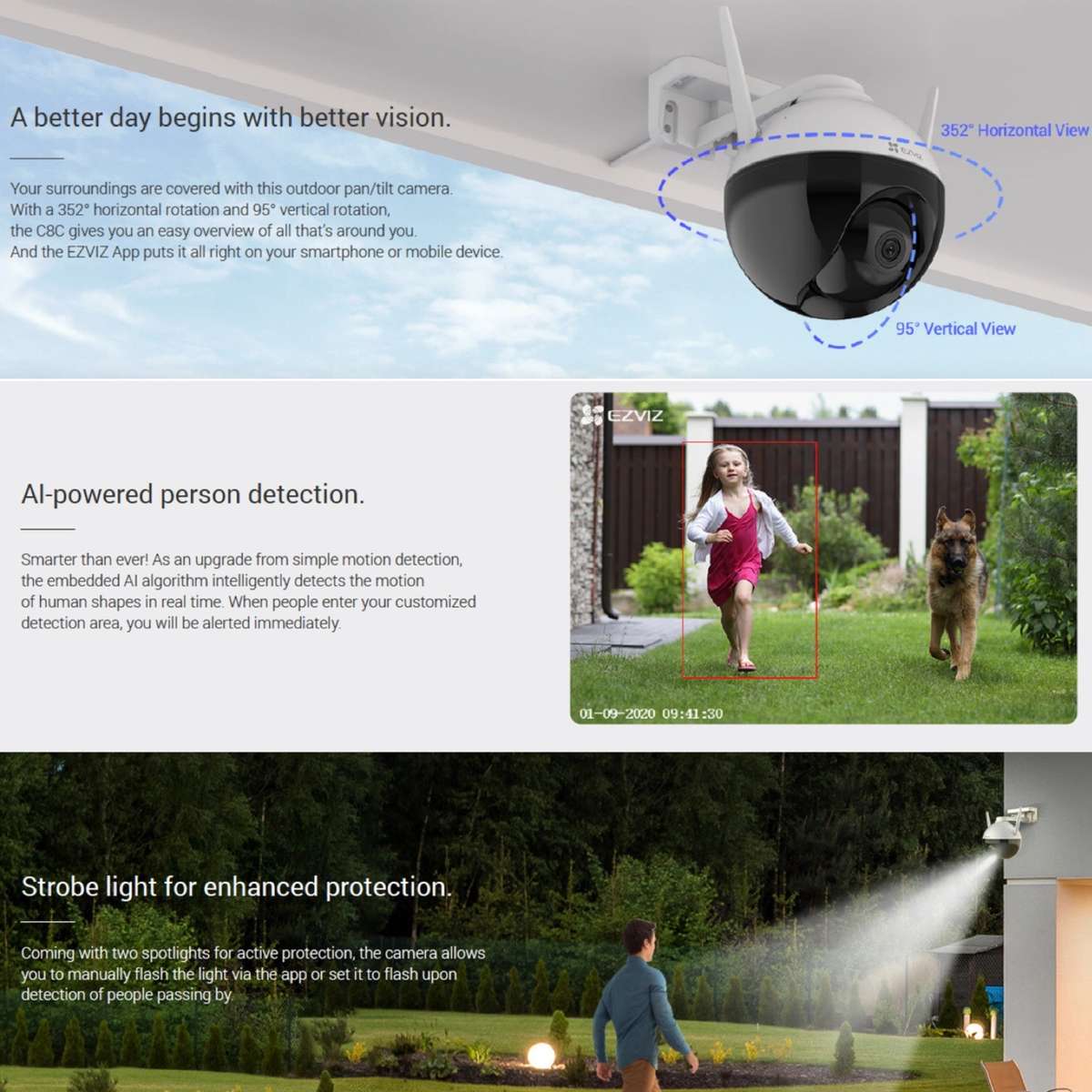 EZVIZ C8C Full HD Outdoor Pan/Tilt Security WiFi Camera