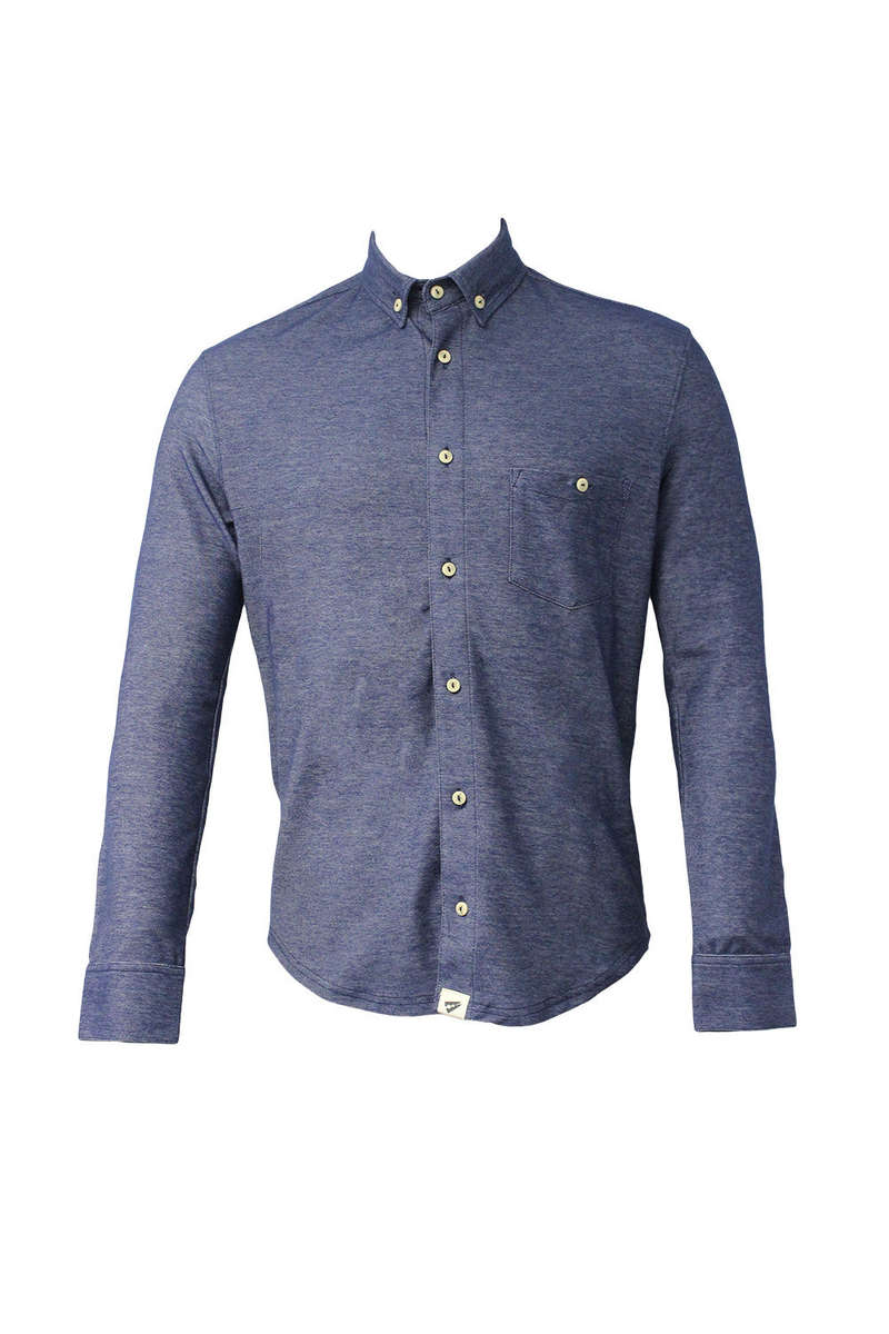 Knit Shirt Long Sleeve Blue - L