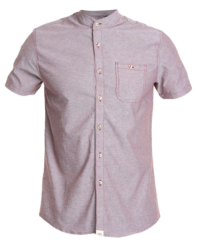 Mandarin Neck - Chambray Brown - S
