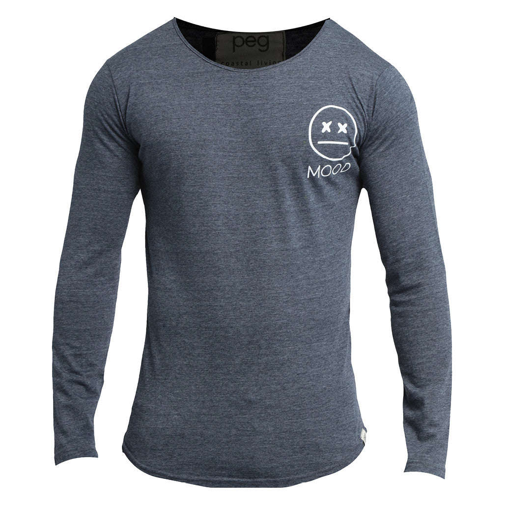 PEG Men's Scoop Long Sleeved Tee - Denim Melange - XL