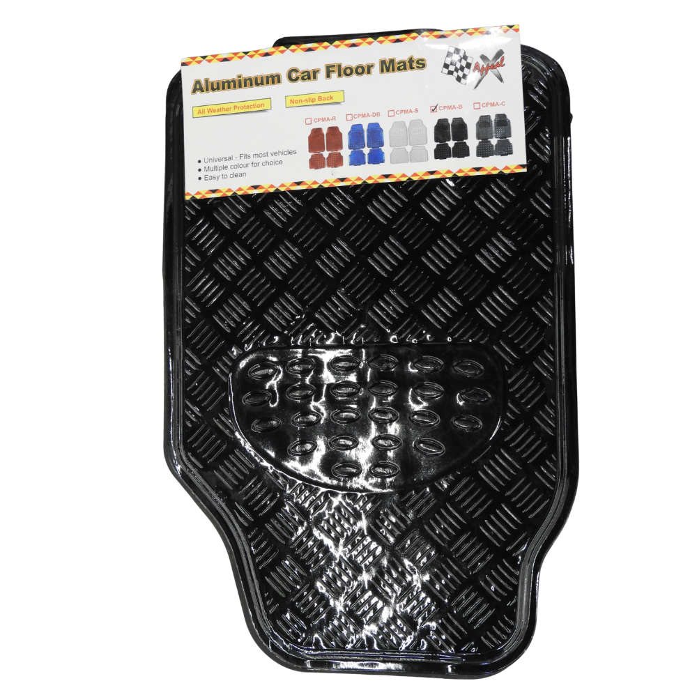 4PC ALUMINIUM CAR MAT - BLACK