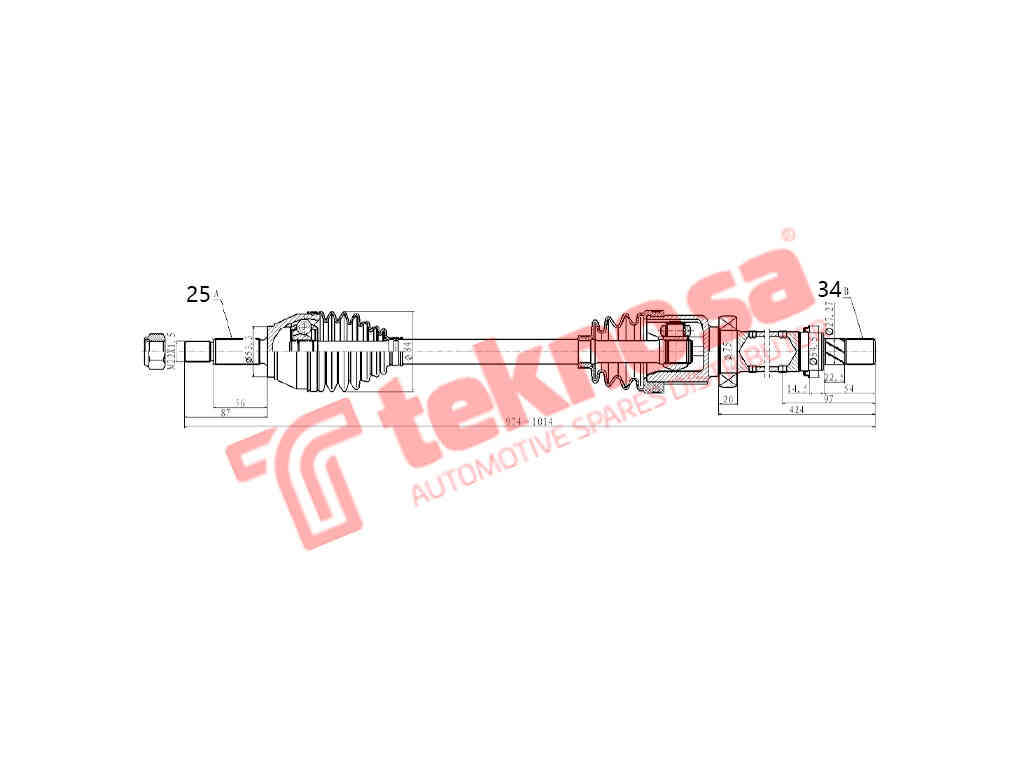 COMPLETE DRIVESHAFT - DFO203 (TEKNOSA)
