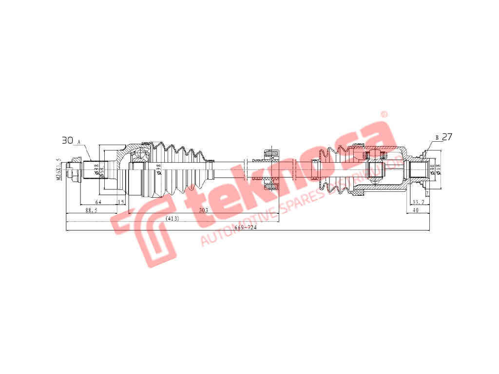 DRIVESHAFT - DHO211 (TEKNOSA)
