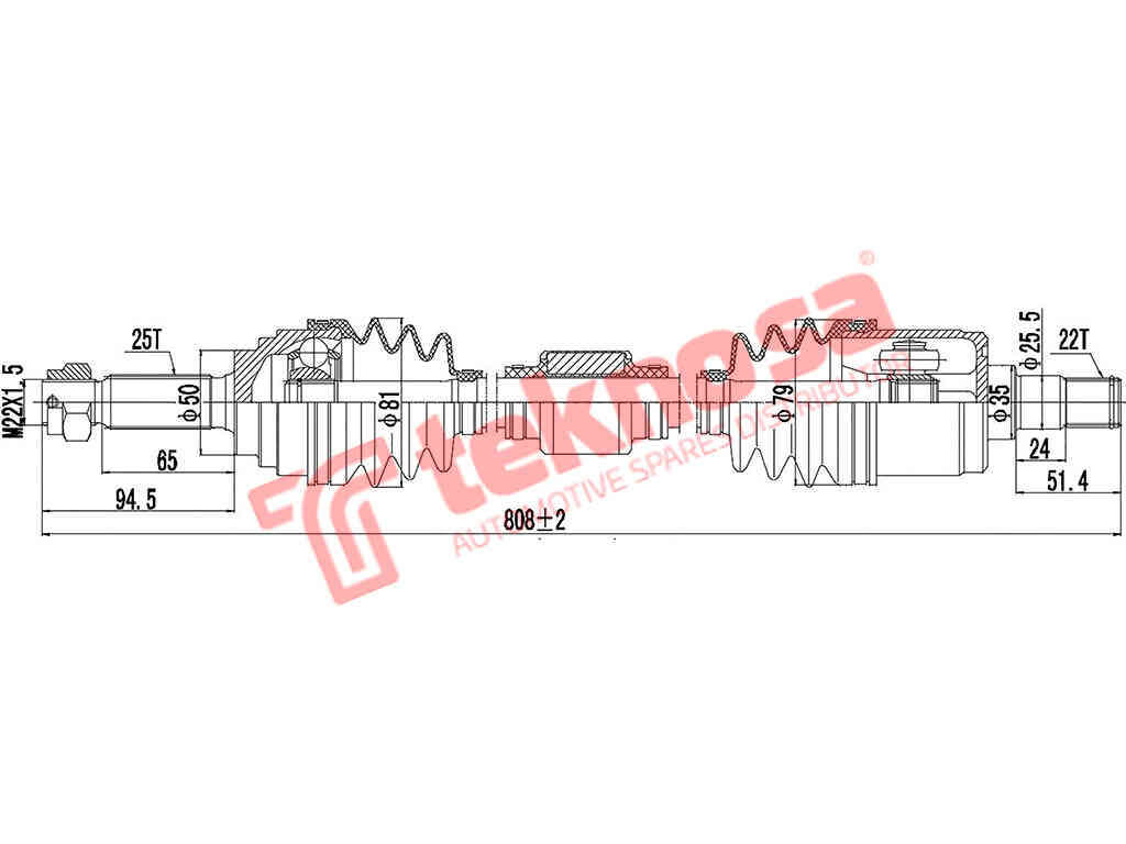 DRIVESHAFT - DHY201 (TEKNOSA)