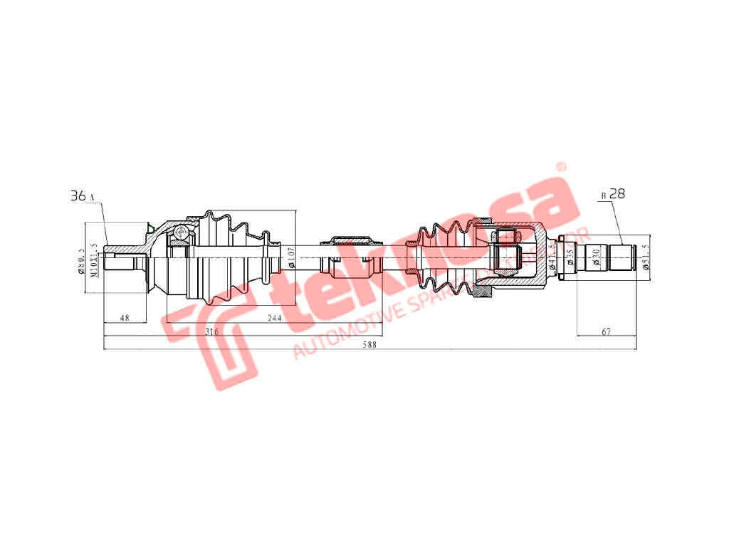 DRIVESHAFT - DMA102 (TEKNOSA)