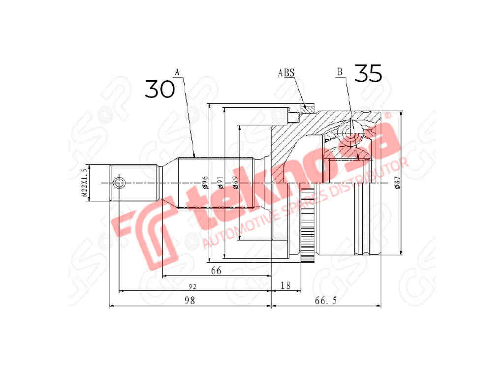 OUTER CV JOINT - MI3016A (TEKNOSA)