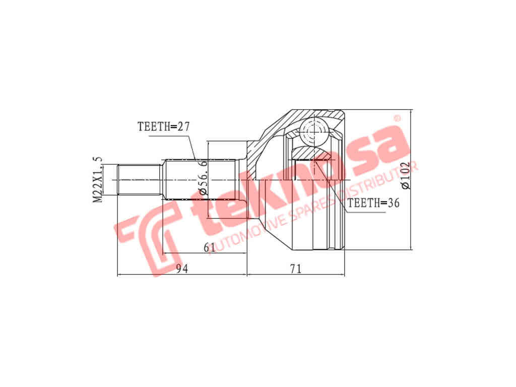 OUTER CV JOINT - NI3028 (TEKNOSA)