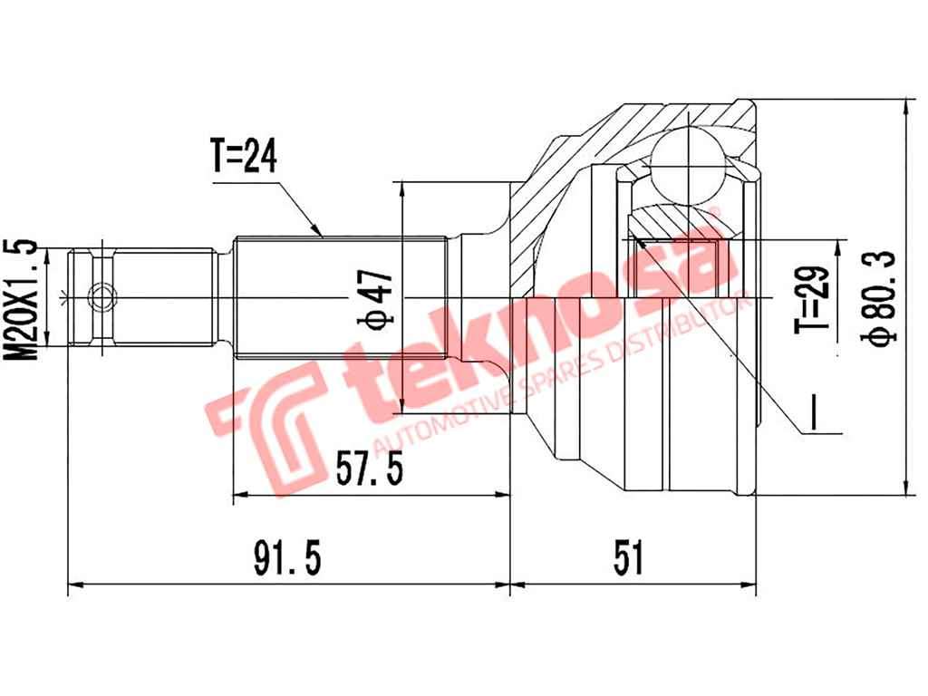 OUTER CV JOINT - DA5721 (TEKNOSA)