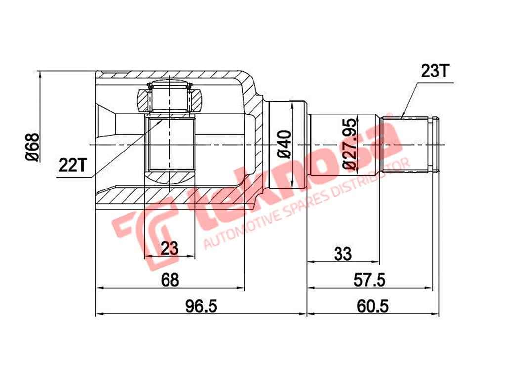 TEKNOSA FRONT LEFT - RIGHT INNER CV JOINT For FORD BANTAM [3] 1.3I (ROCAM)(8V 55KW) 03-08
