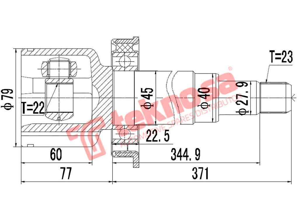 TEKNOSA FRONT LEFT - RIGHT INNER CV JOINT For FORD BANTAM [3] 1.3I (ROCAM)(8V 55KW) 03-08