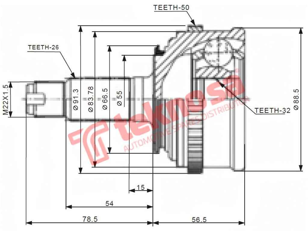 OUTER CV JOINT - HO5939A (TEKNOSA)