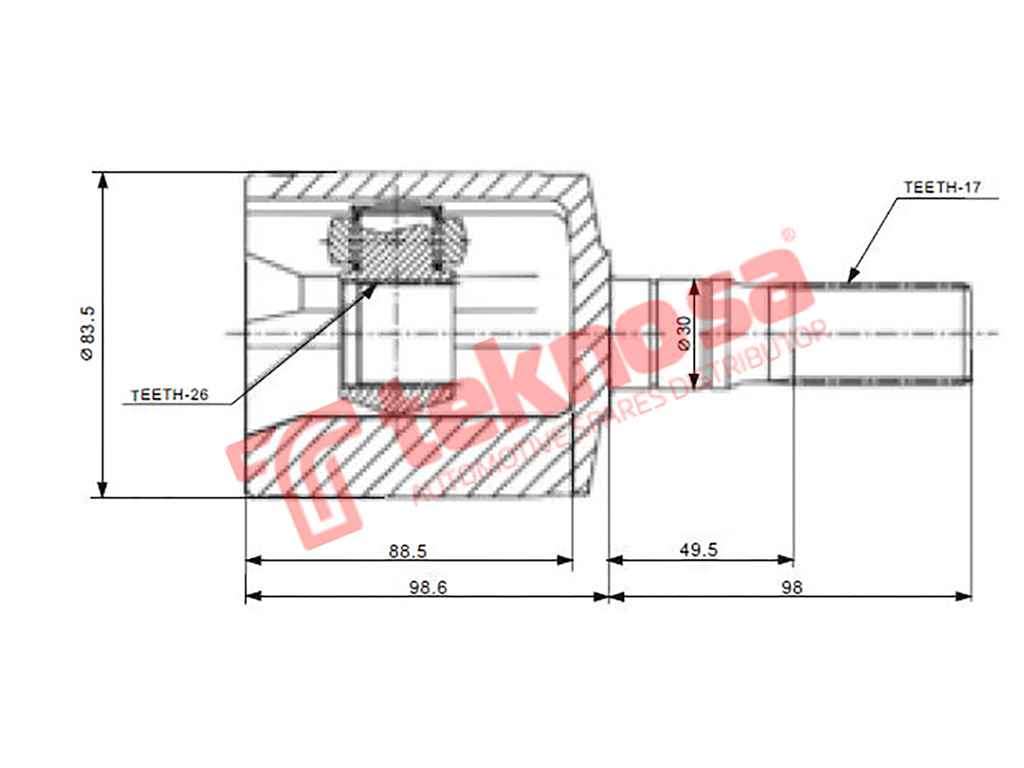TEKNOSA FRONT LEFT - RIGHT INNER CV JOINT For ISUZU TROOPER 2.2 DIESEL (C223)(8V 39KW) 82-86