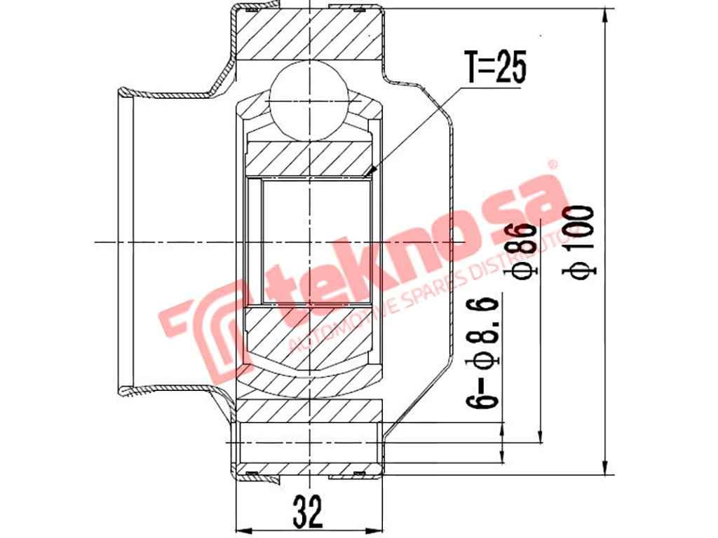TEKNOSA FRONT LEFT - RIGHT INNER CV JOINT For FIAT UNO 1400 TURBO (146 A8.000)(8V 85KW) 90-98