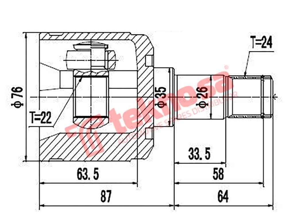 TEKNOSA FRONT LEFT - RIGHT INNER CV JOINT For MAZDA 323 1.3I (B3)(16V 54KW) 96-98