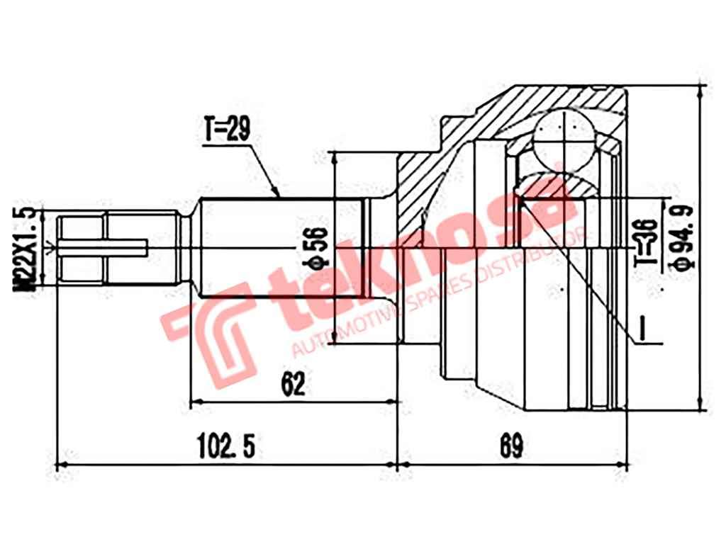OUTER CV JOINT - NI3002 (TEKNOSA)