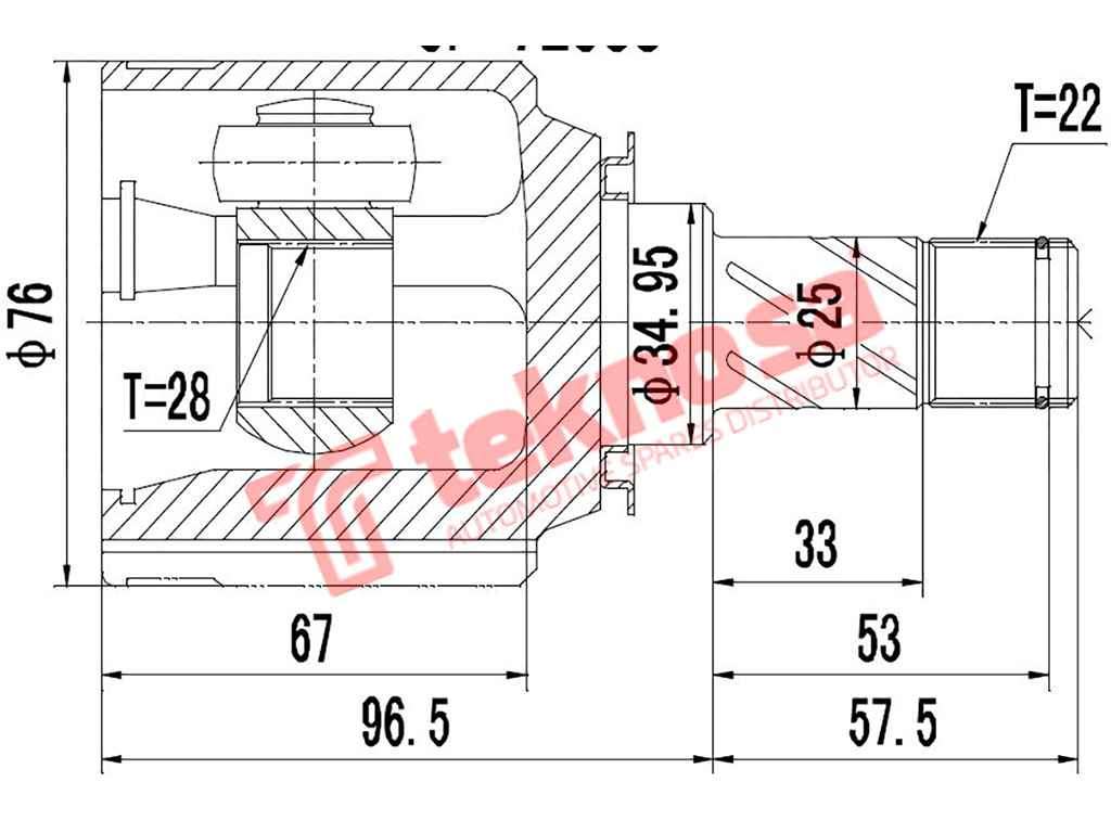 TEKNOSA FRONT LEFT - RIGHT INNER CV JOINT For OPEL CORSA 170D (4EE1)(8V 42KW) 98-04