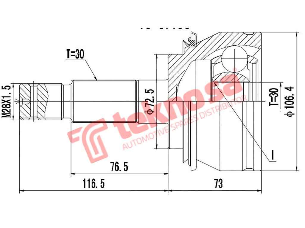 TEKNOSA FRONT LEFT - RIGHT OUTER CV JOINT For TOYOTA LAND CRUISER 200 4.5 DIESEL (1VD-FTV)(32V 21...