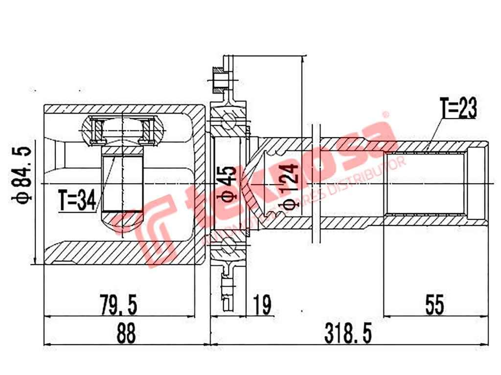TEKNOSA FRONT LEFT - RIGHT INNER CV JOINT For AUDI A3 [3] 2.0 TDI (CRFC)(16V 105KW) 13-20