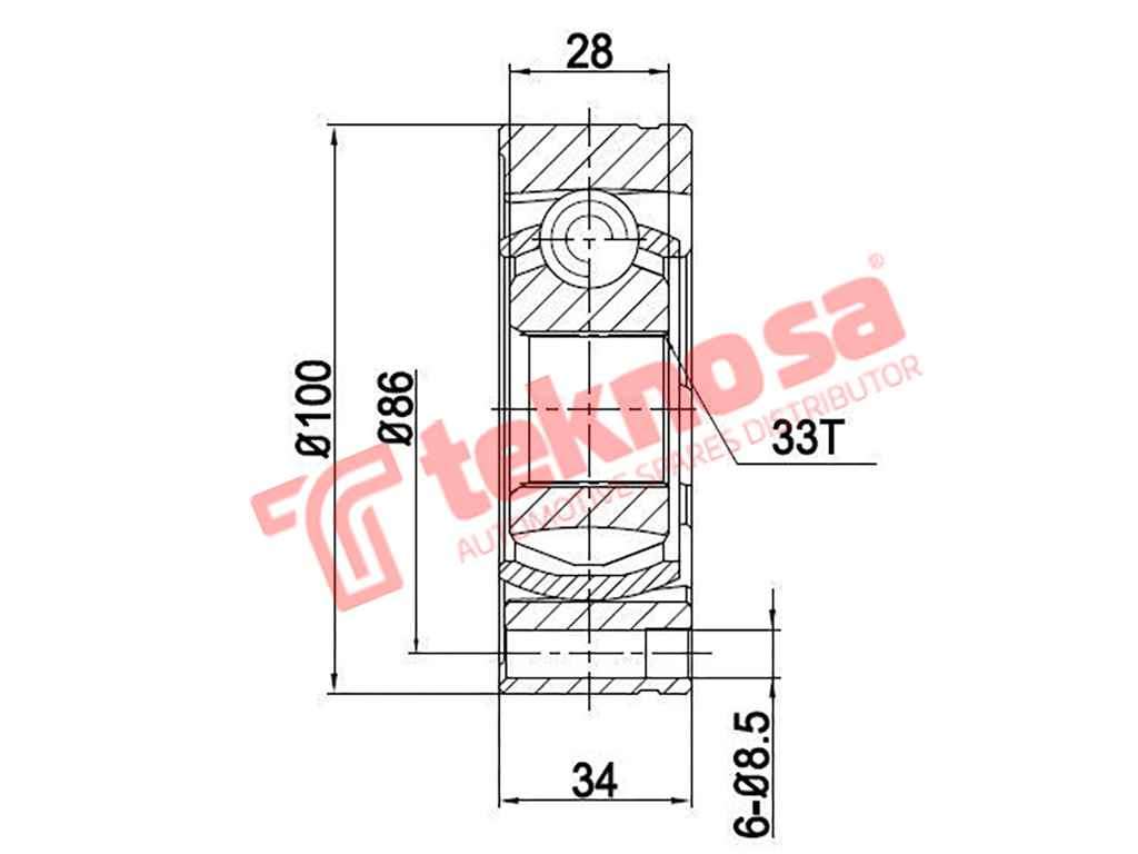 TEKNOSA FRONT LEFT - RIGHT INNER CV JOINT For VOLKSWAGEN JETTA [2] 1.8 (DX EV)(8V 82KW) 85-92