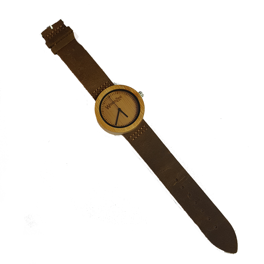 Woody - Bamboo Ladies Watch With Brown Leather Strap