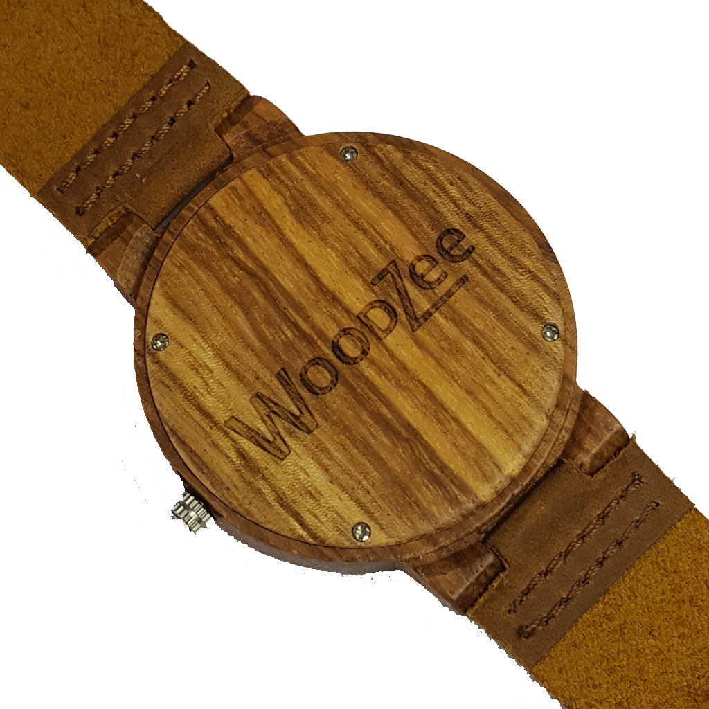 Red Love - Zebrawood Watch With Brown Leather Strap