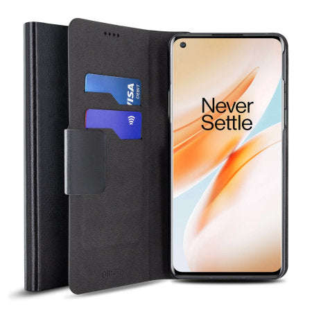 Olixar Leather-Style Oneplus 8 Pro Wallet Stand Case (Black, Special Import)