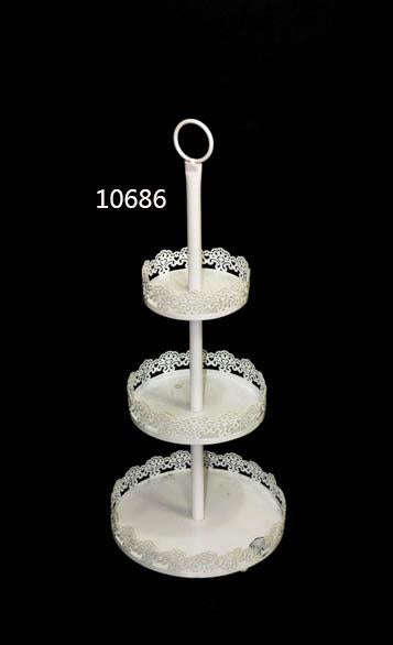 3 Tier White Round Metal Cupcake Stand - 10686