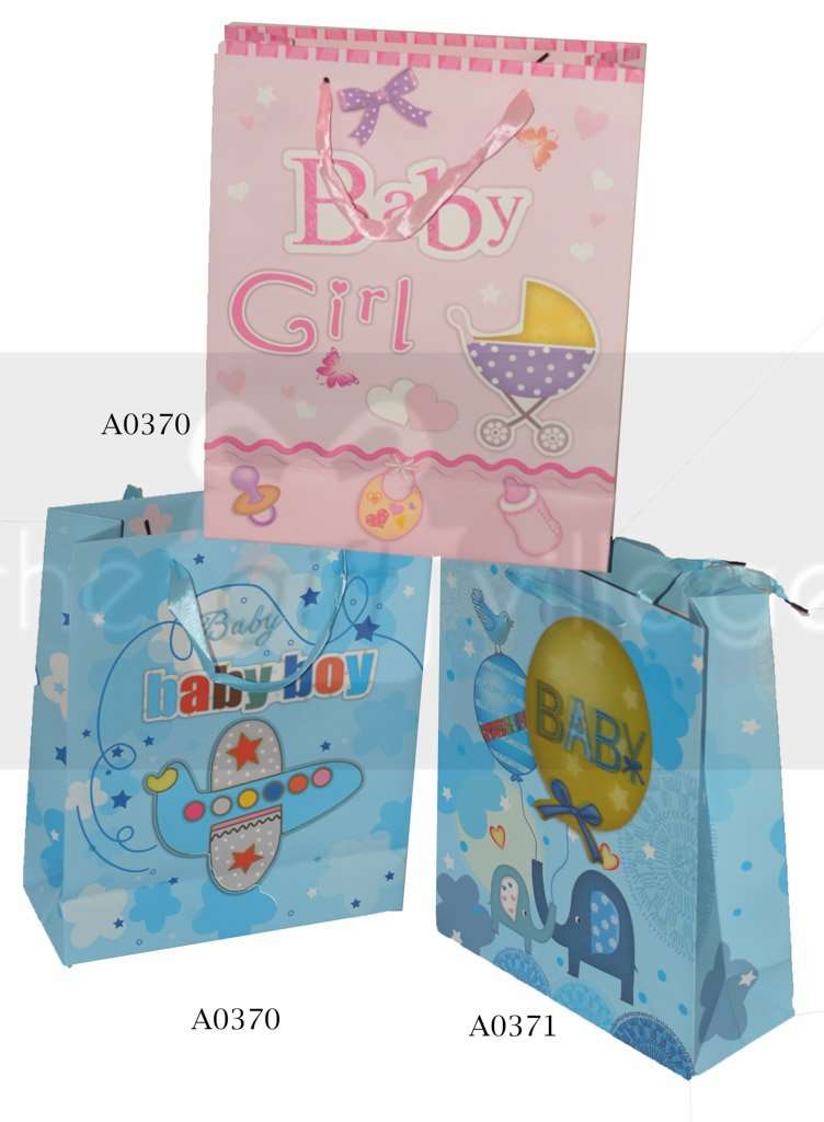 Gift Bag For Baby Shower : Baby Boy Elephant Balloon - 32x26cm - Boy Plane