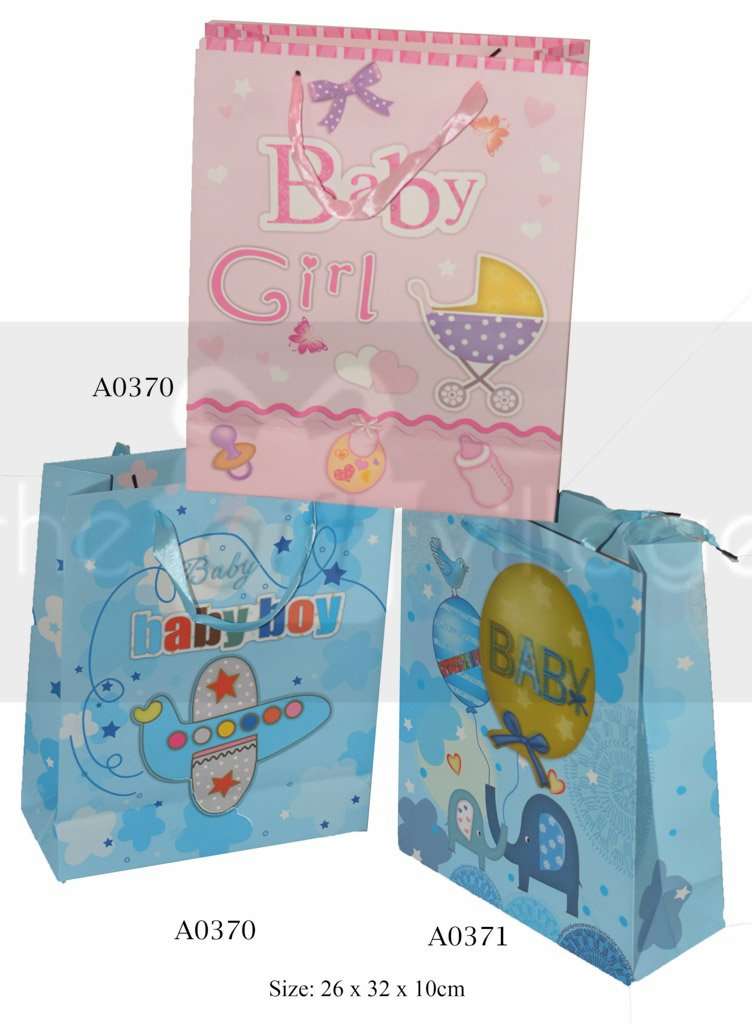 Gift Bag For Baby Shower : Baby Boy Elephant Balloon - 32x26cm - Boy Plane