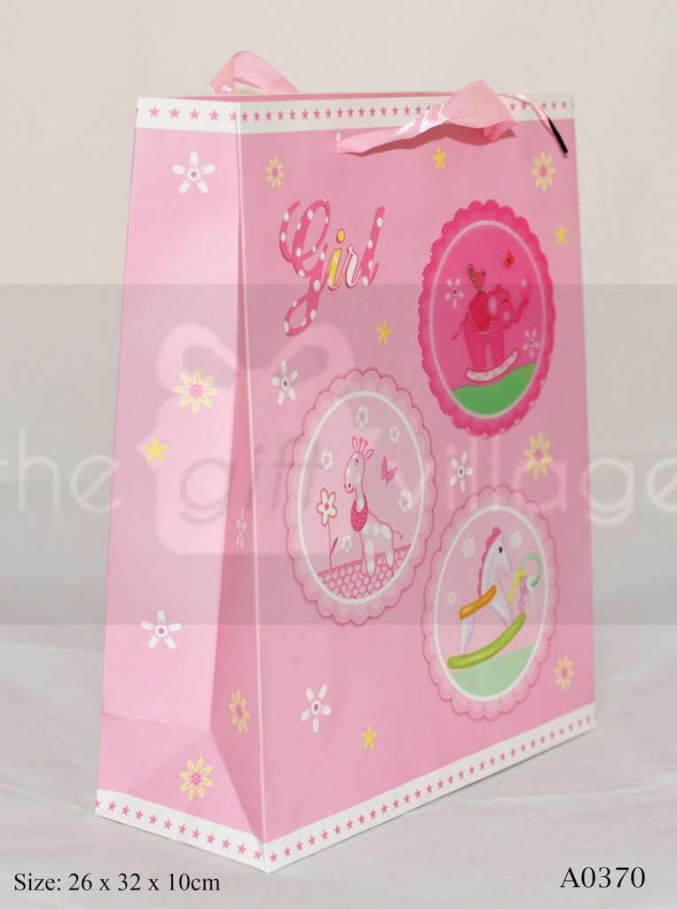 Gift Bag For Baby Shower : Baby Boy Elephant Balloon - 32x26cm - Boy Plane