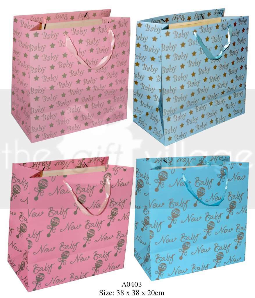 Gift Bag For Baby Shower : Baby Blue Bag Size XL 38x38x20 - Baby Blue