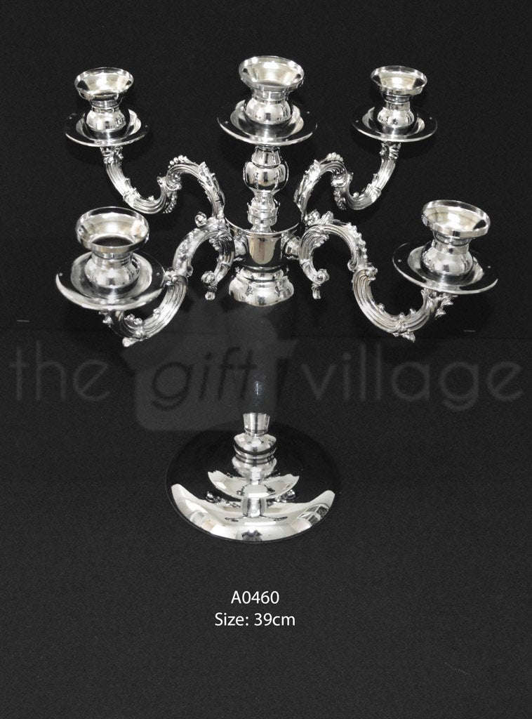 Silver 5 Candle Holder For Decoration 39cm - A0460