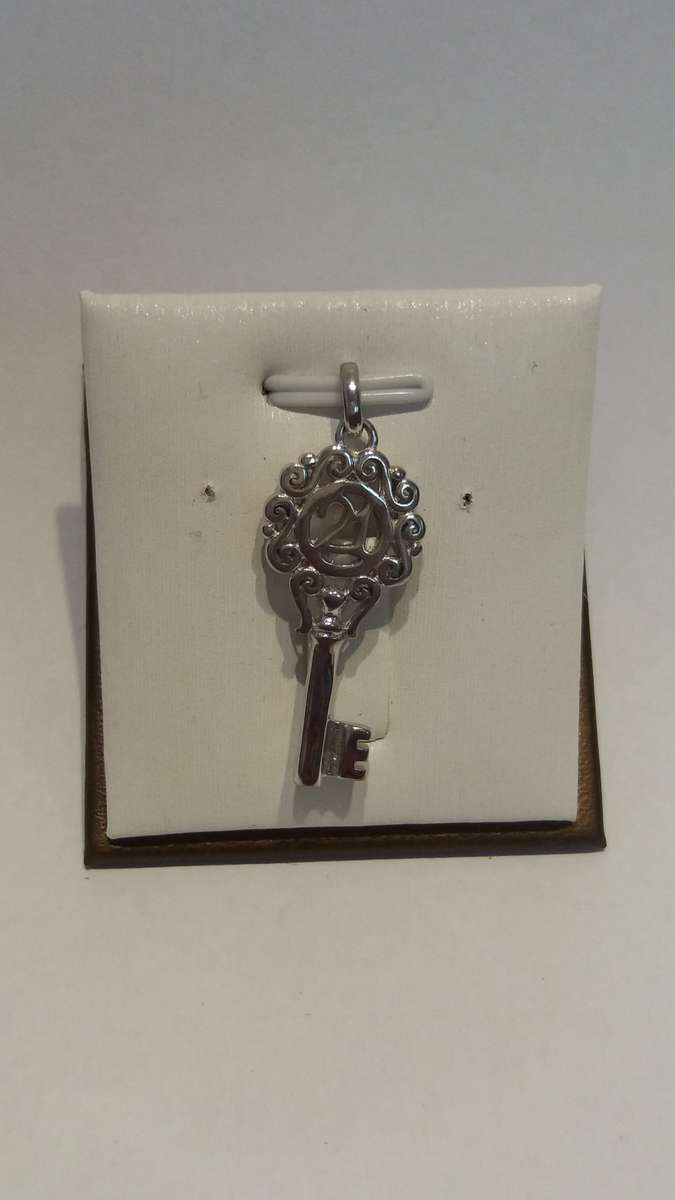 Sterling Silver 21st key pendant