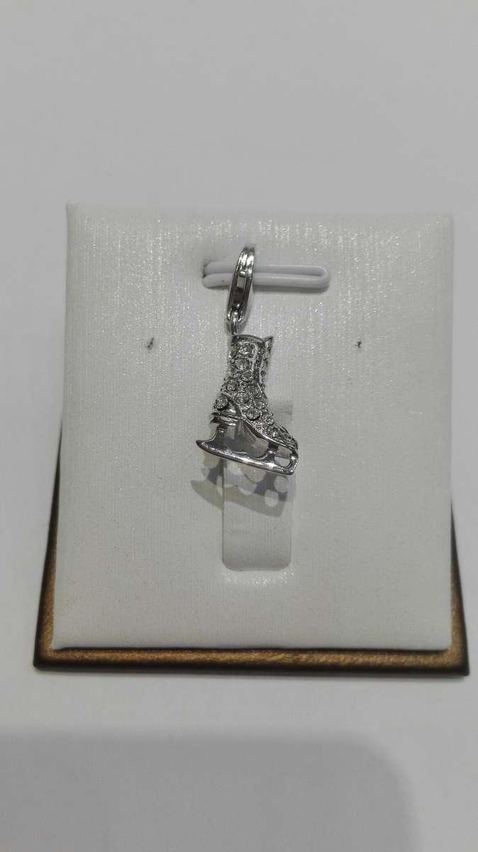 Silver Skate Charm with cubic zirconias