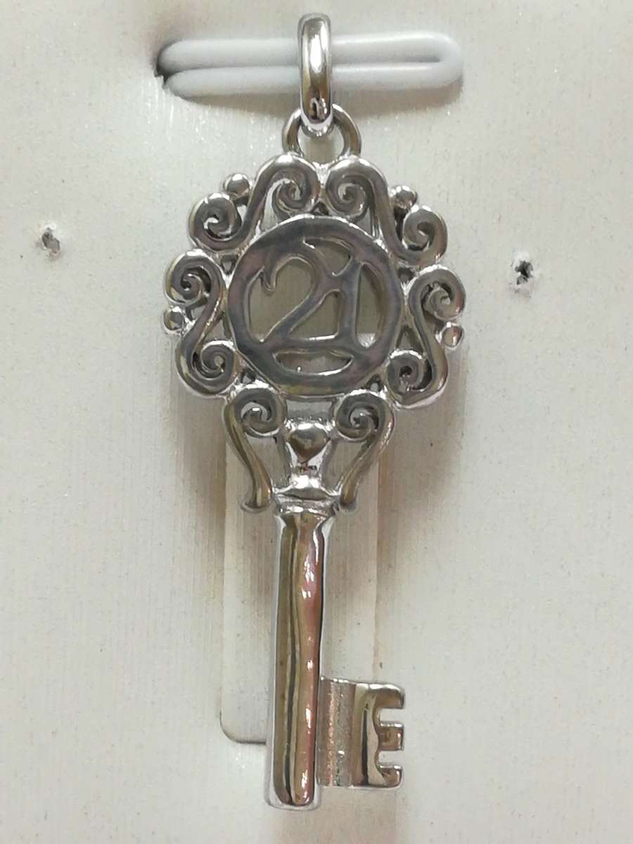 Sterling Silver 21st key pendant