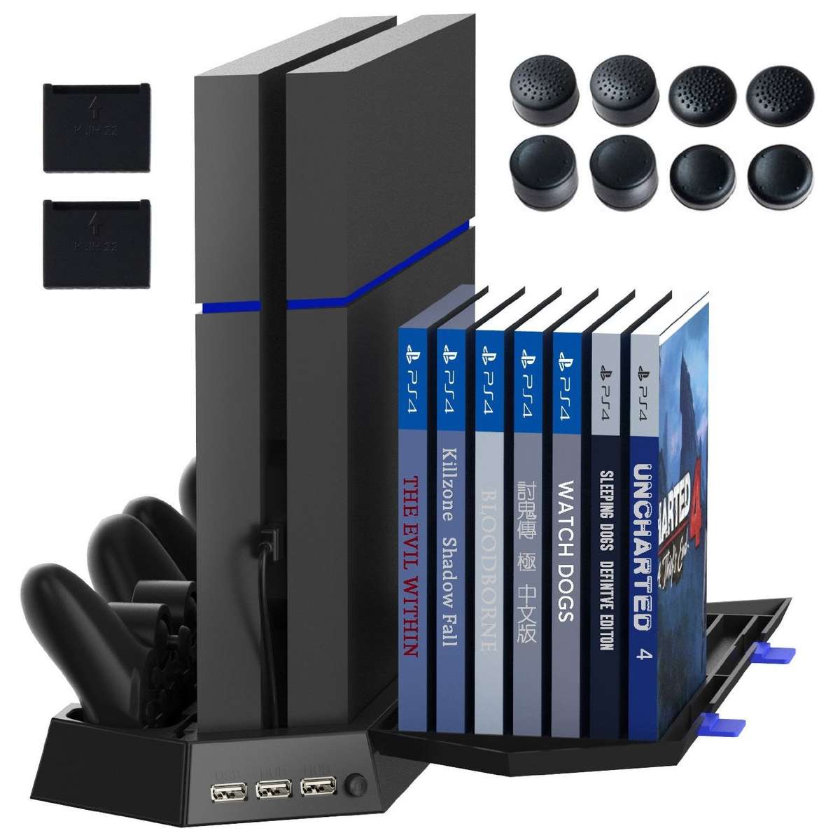 Kootek PS4 Vertical Stand with Cooling Fan Charger Multifunctional PlayStation 4 Console Cooler D...