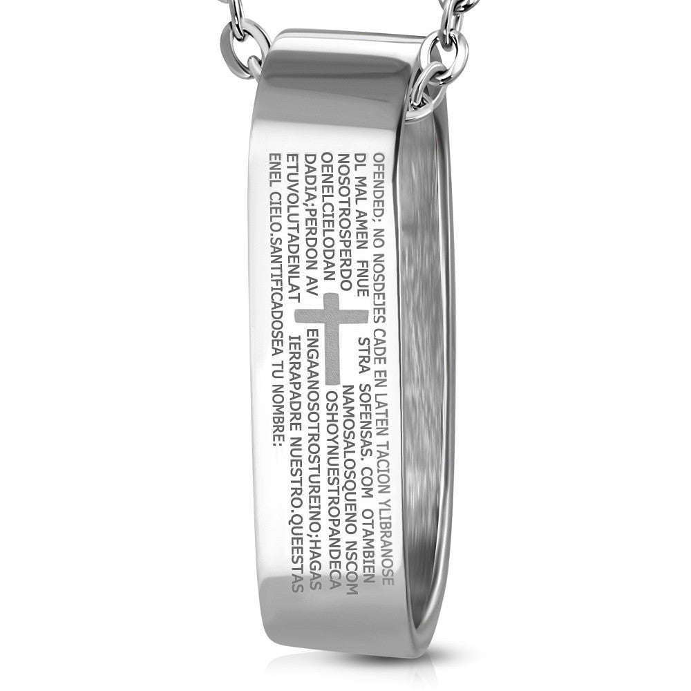 Stainless Steel Stainless Steel The Lords Prayer In Spanish Pendant