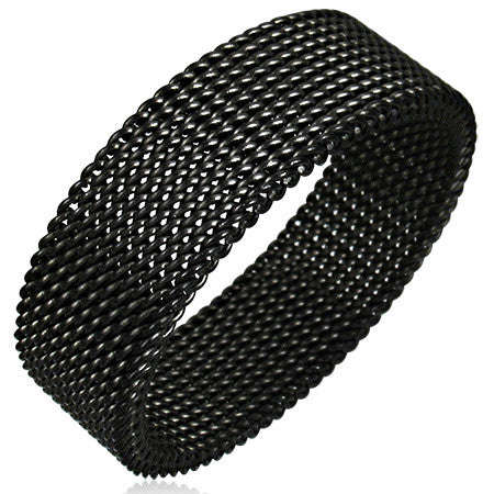 Black Stainless Steel Mesh Design Ring - Z1