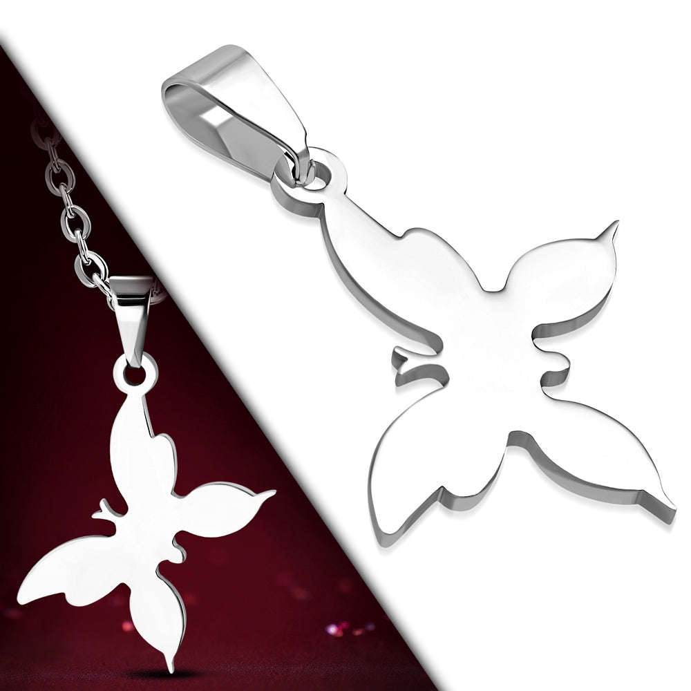 Stainless Steel Engravable Butterfly Charm Pendant