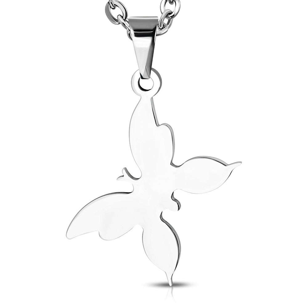Stainless Steel Engravable Butterfly Charm Pendant