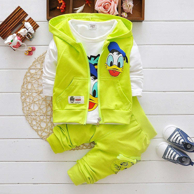 2016 Boys Clothes Suits Cartoon Donald Duck Baby Kids Boys Outerwear Hoodie Jacket Ba... - Green / 5