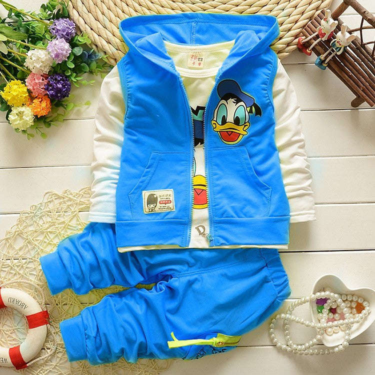 2016 Boys Clothes Suits Cartoon Donald Duck Baby Kids Boys Outerwear Hoodie Jacket Bab... - Blue / 5