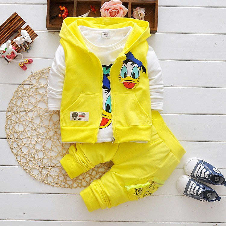 2016 Boys Clothes Suits Cartoon Donald Duck Baby Kids Boys Outerwear Hoodie Jacket ... - Yellow / 2T
