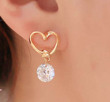 Brand Design New hot Fashion Popular Luxury Crystal Zircon Stud Heart Earrings Elegant earrings j...