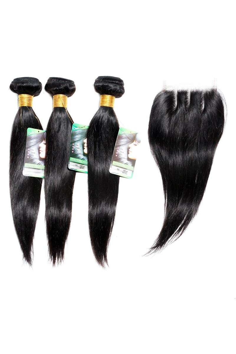 14" Peruvian 9A Bundles X 3 & 10" Closure Combo