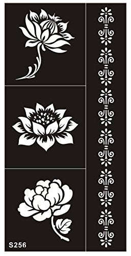 Tattoo Stencil / Template 10 Sheet Set Flower Pretty New Henna Designs