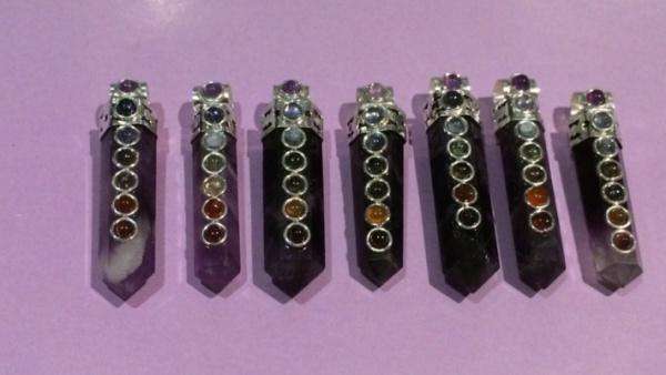 Amethyst 7 Chakra Point Pendant