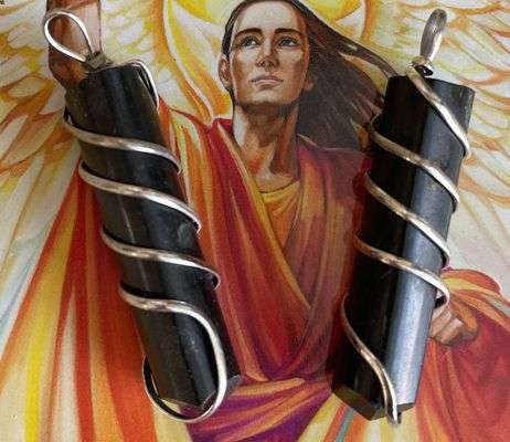 Black Tourmaline 3 Facets Wire Wrapped Pendant